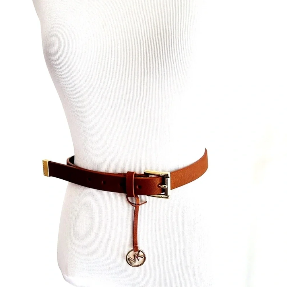 Michael Kors Genuine Leather Belt Size XS Brown Gold 1